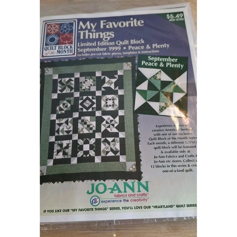 JoAnn My Favorite Things Lot Of Ten 1999 Limited Edition Quilt Block Mar-Dec New